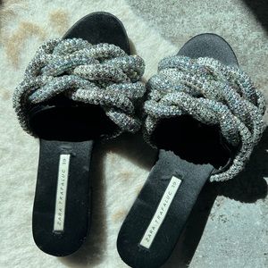 Zara Black Diamond Stud Rope Sandals